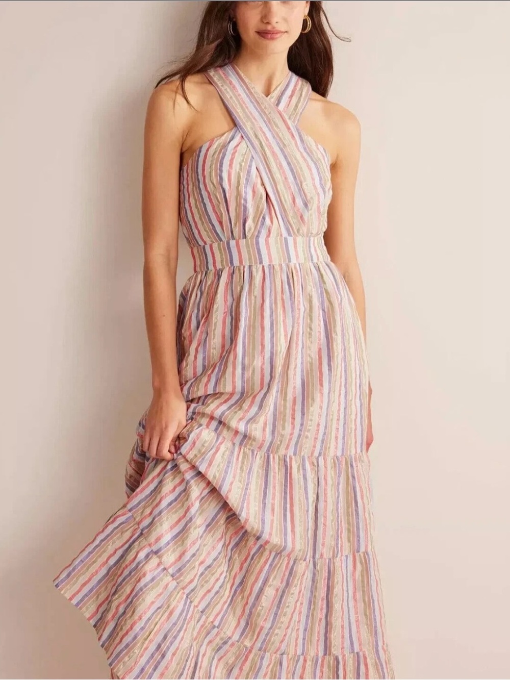 Boden metallic stripe maxi dress size 4 nwt style D0638